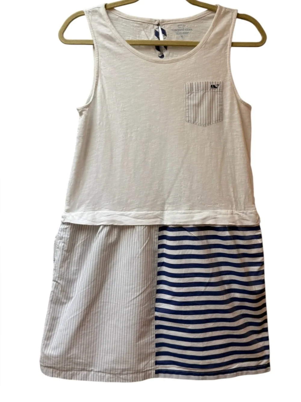 Vineyard Vines Girls Dress Sleeveless White Blue Stripe  Size: XL (16)